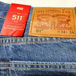 Levis 511 Slim Selvedge denim jeans. They are 34" length